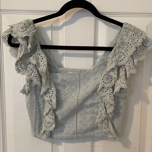 Altar'd State Lace Ruffle Crop Top
